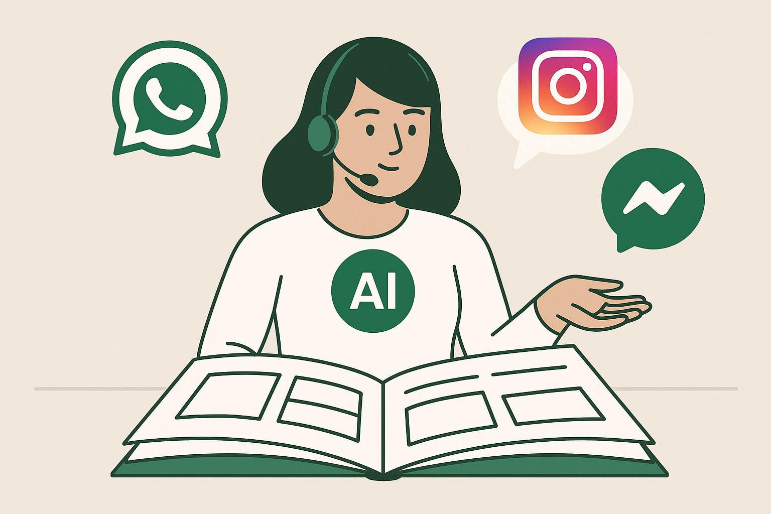 Can one AI assistant answer on WhatsApp, Instagram, and Messenger from the same catalog?
